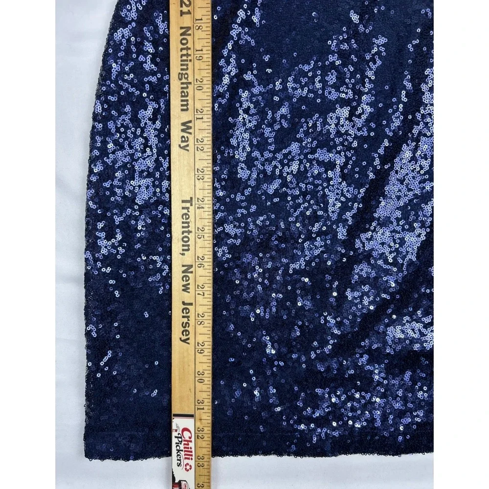 Lulus Navy‎ Blue Sequin V-Neck Cap Sleeve Mini Cocktail Dress Womens Small